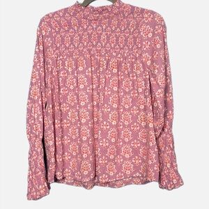 Sohana smocked neck long sleeve cottagecore boho floral top size Medium